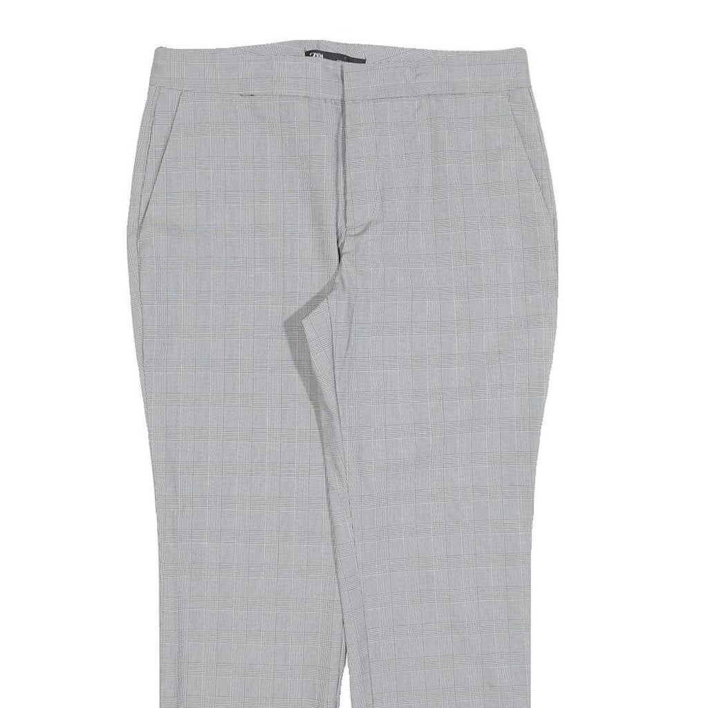 ZARA Womens Cotton Blend Grey Regular Straight Trousers W30 L27 Smart Casual