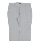 ZARA Womens Cotton Blend Grey Regular Straight Trousers W30 L27 Smart Casual