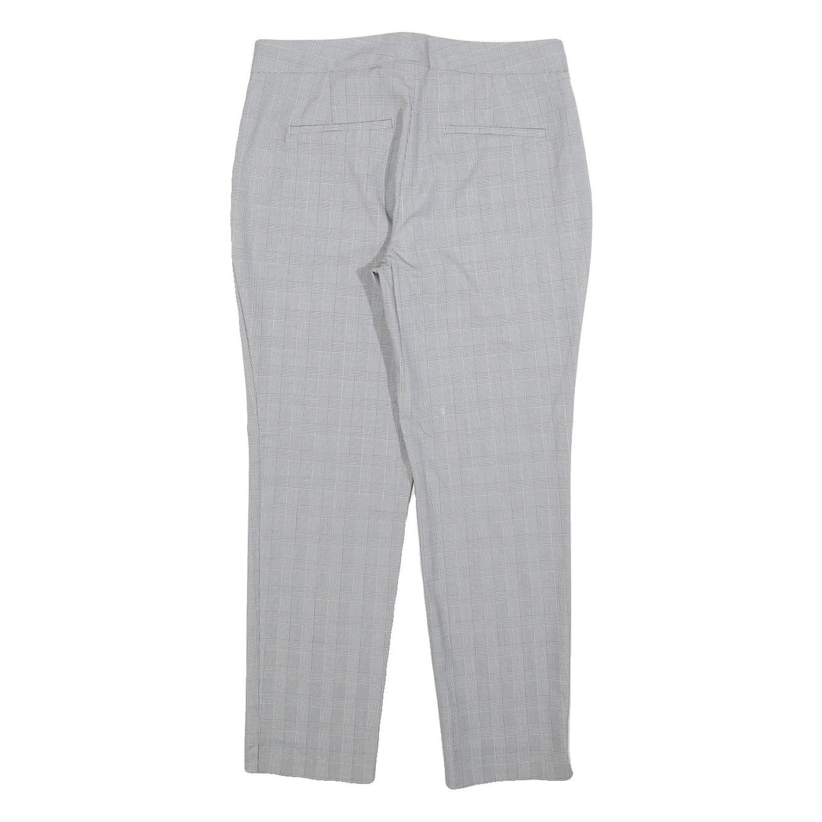 ZARA Womens Cotton Blend Grey Regular Straight Trousers W30 L27 Smart Casual