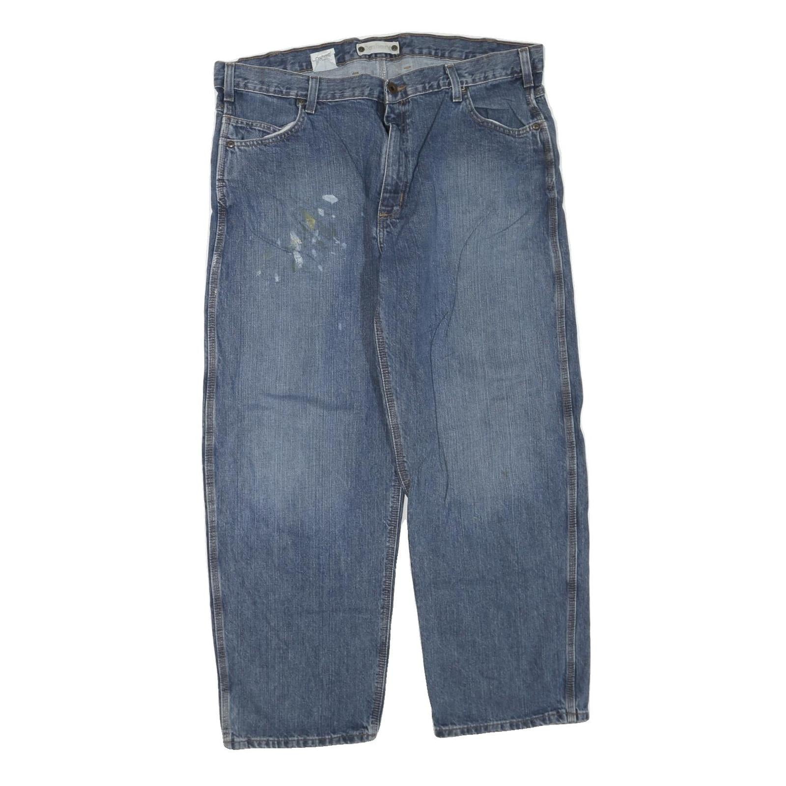 CARHARTT Mens Blue Regular Straight Denim W40 L30 Workwear Cotton Blend Zip