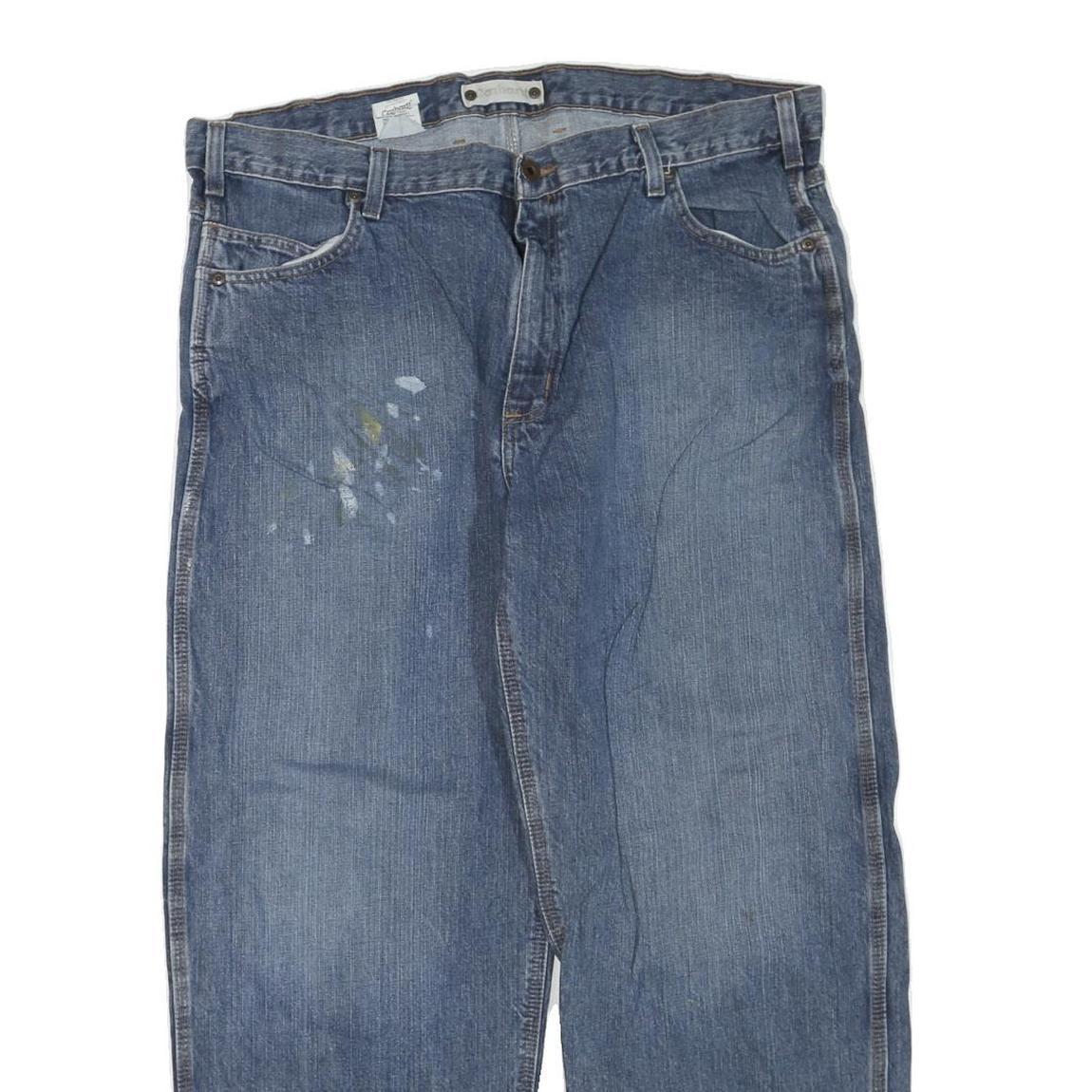 CARHARTT Mens Blue Regular Straight Denim W40 L30 Workwear Cotton Blend Zip