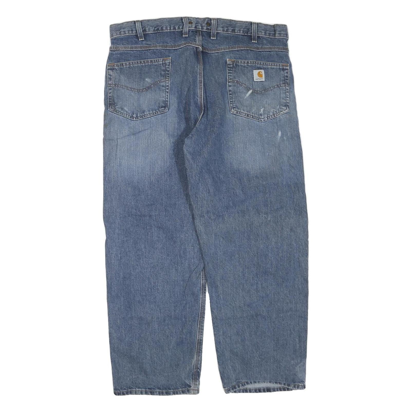 CARHARTT Mens Blue Regular Straight Denim W40 L30 Workwear Cotton Blend Zip