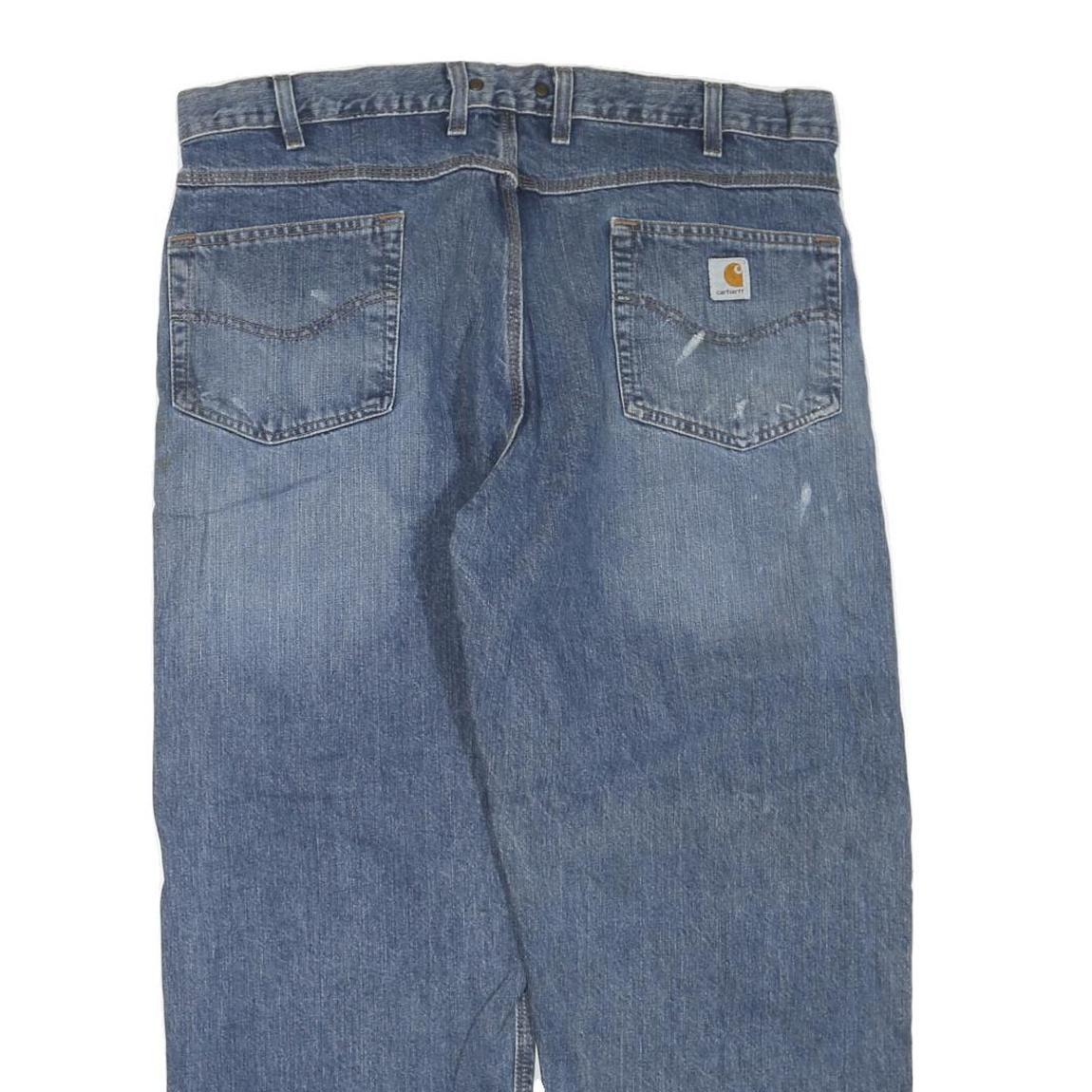 CARHARTT Mens Blue Regular Straight Denim W40 L30 Workwear Cotton Blend Zip