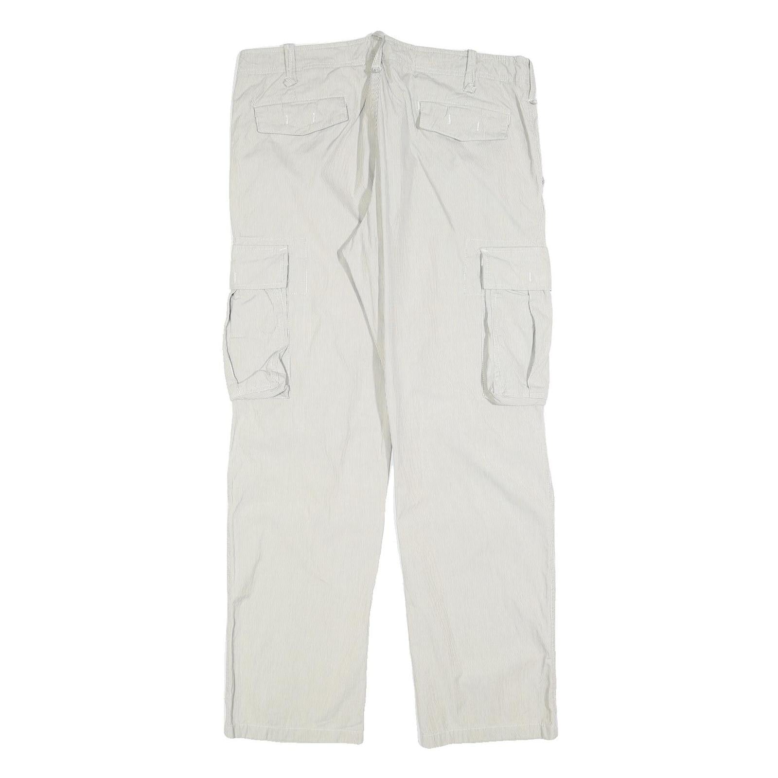 GAUDI Mens Regular Fit Beige Cotton Blend Cargo Trousers W35 L32 Casual Zip