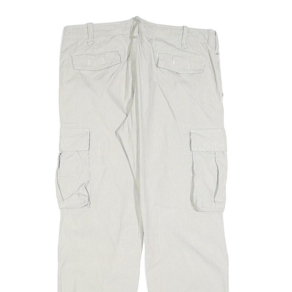 GAUDI Mens Regular Fit Beige Cotton Blend Cargo Trousers W35 L32 Casual Zip