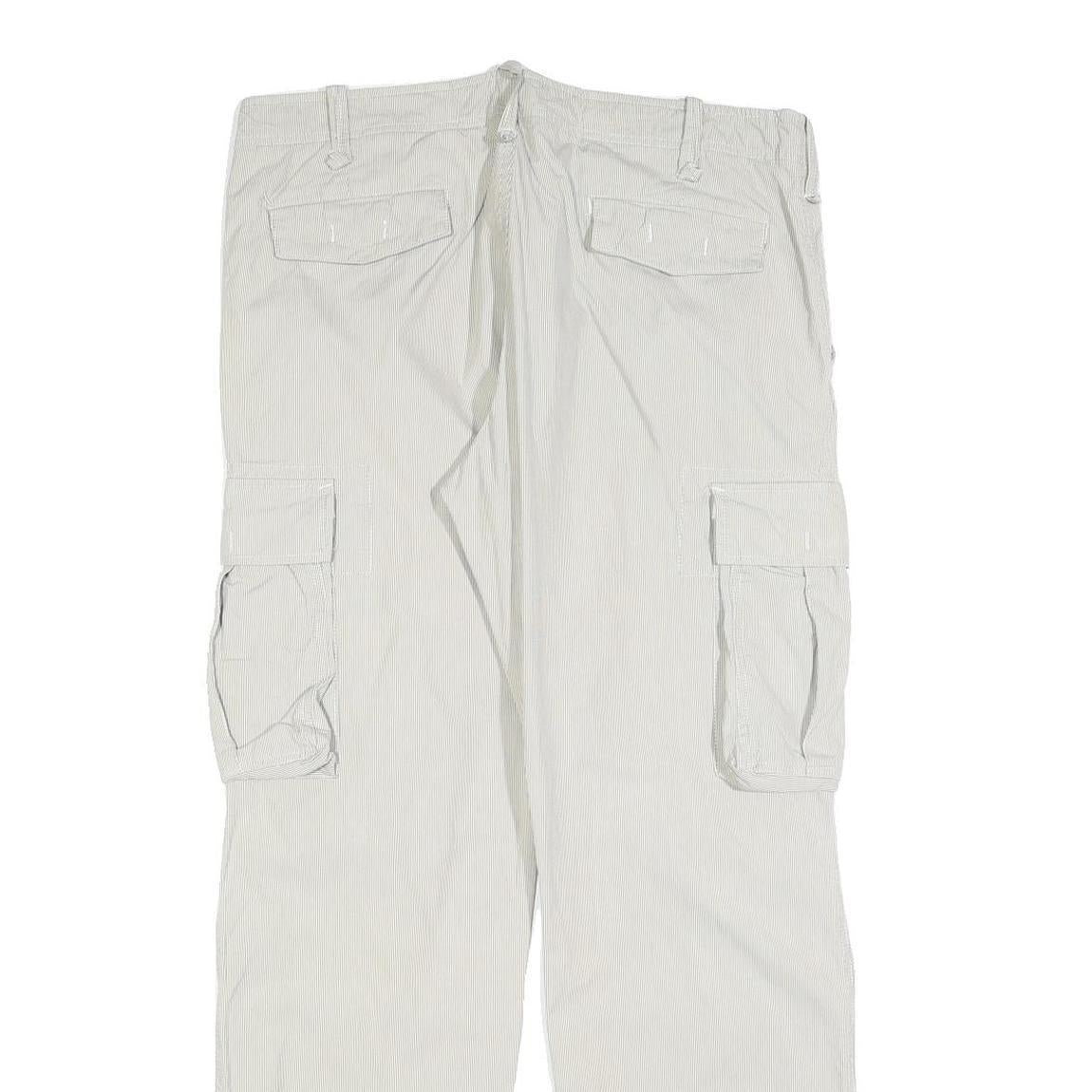 GAUDI Mens Regular Fit Beige Cotton Blend Cargo Trousers W35 L32 Casual Zip