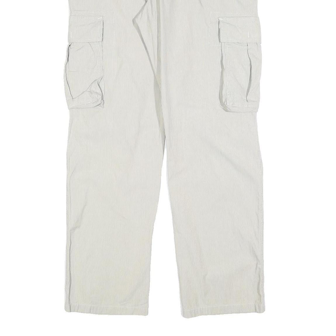 GAUDI Mens Regular Fit Beige Cotton Blend Cargo Trousers W35 L32 Casual Zip