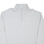 NEW BALANCE Mens Grey 1/4 Zip Sweatshirt XL Cotton Blend Casual Pullover