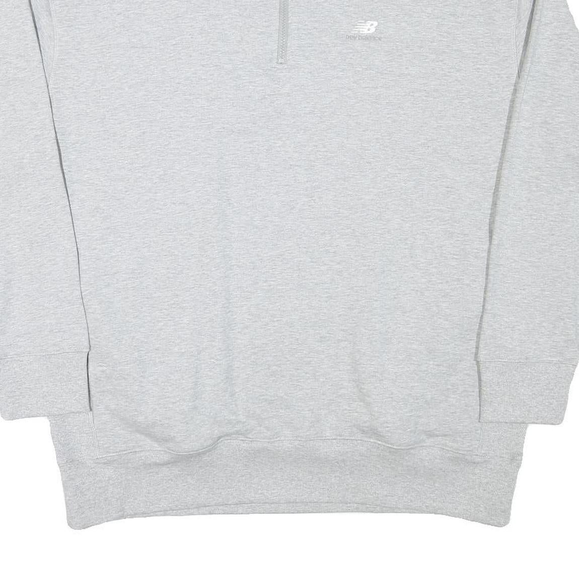 NEW BALANCE Mens Grey 1/4 Zip Sweatshirt XL Cotton Blend Casual Pullover