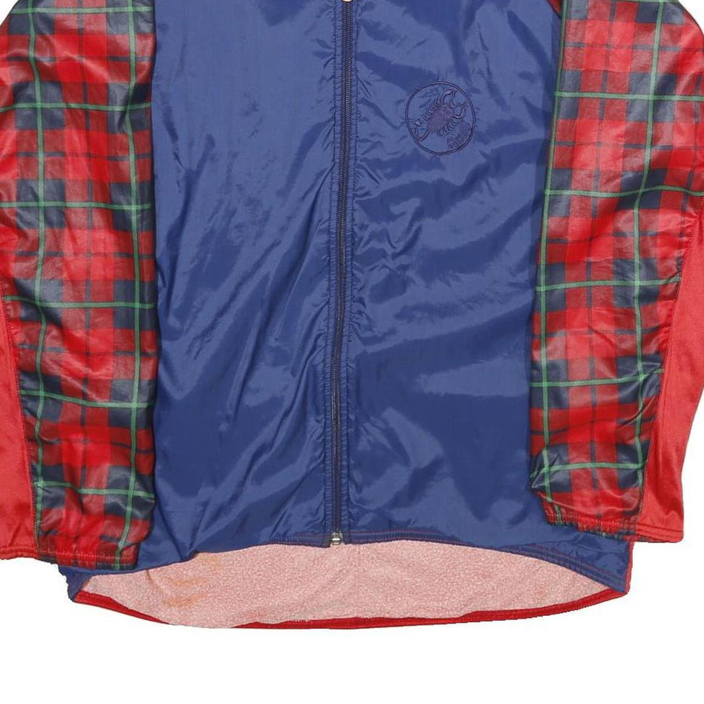 CASTELLI Mens Blue & Red Cycling Jacket L Polyester Blend Plaid Zip