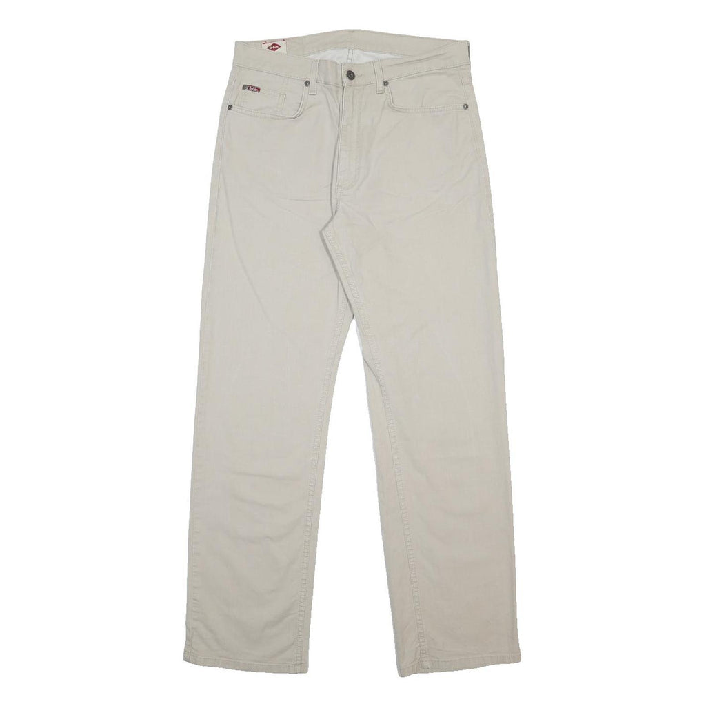 LEE COOPER Mens Jeans Cream Regular Straight Denim W33 L32 Zip Cotton Blend