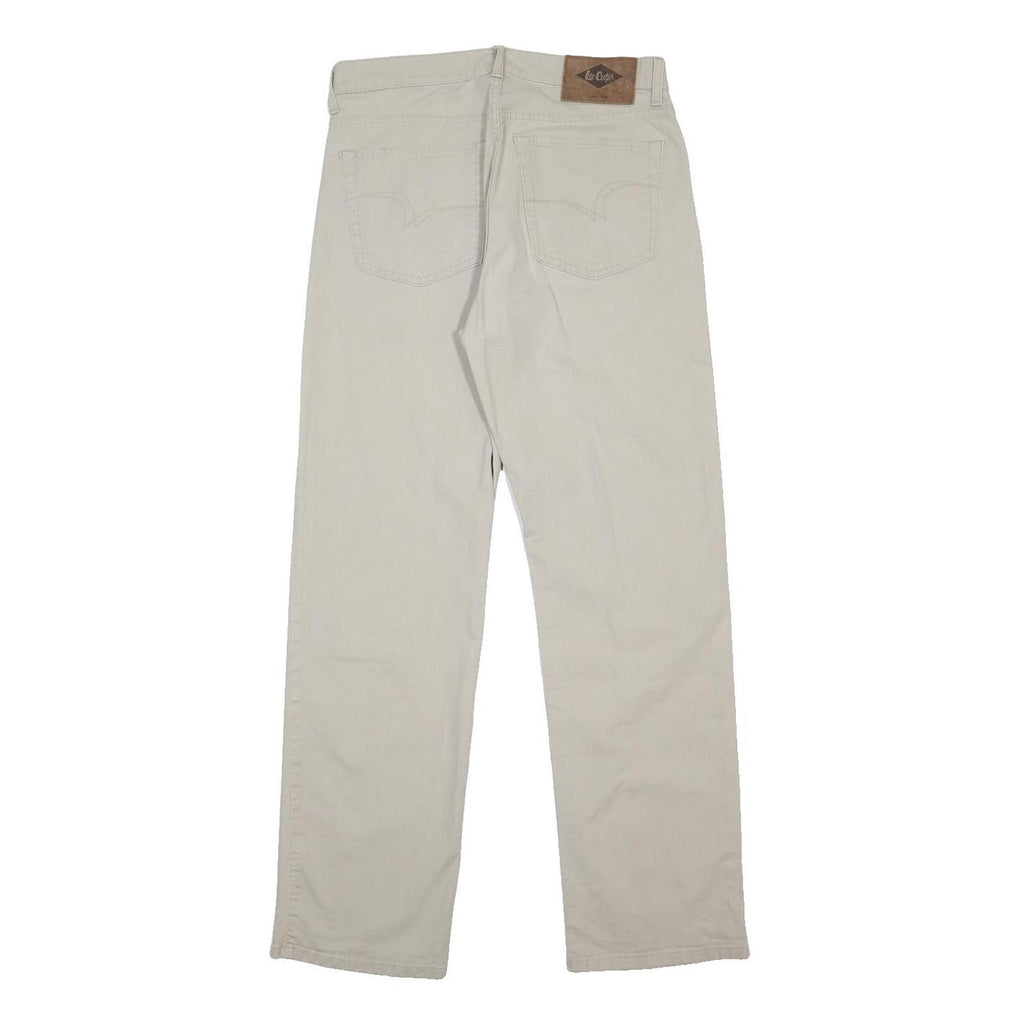 LEE COOPER Mens Jeans Cream Regular Straight Denim W33 L32 Zip Cotton Blend