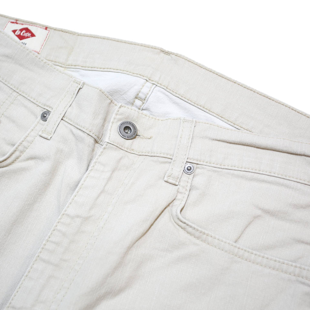 LEE COOPER Mens Jeans Cream Regular Straight Denim W33 L32 Zip Cotton Blend