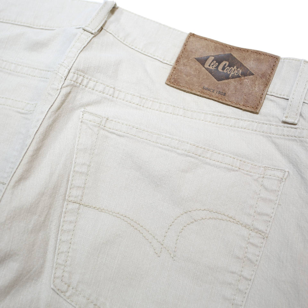 LEE COOPER Mens Jeans Cream Regular Straight Denim W33 L32 Zip Cotton Blend