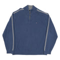 TOMMY HILFIGER Mens Blue Patterned Pullover Crew Neck Basic Knit XL Zip Jumper