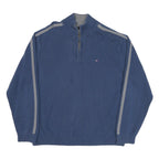 TOMMY HILFIGER Mens Blue Patterned Pullover Crew Neck Basic Knit XL Zip Jumper