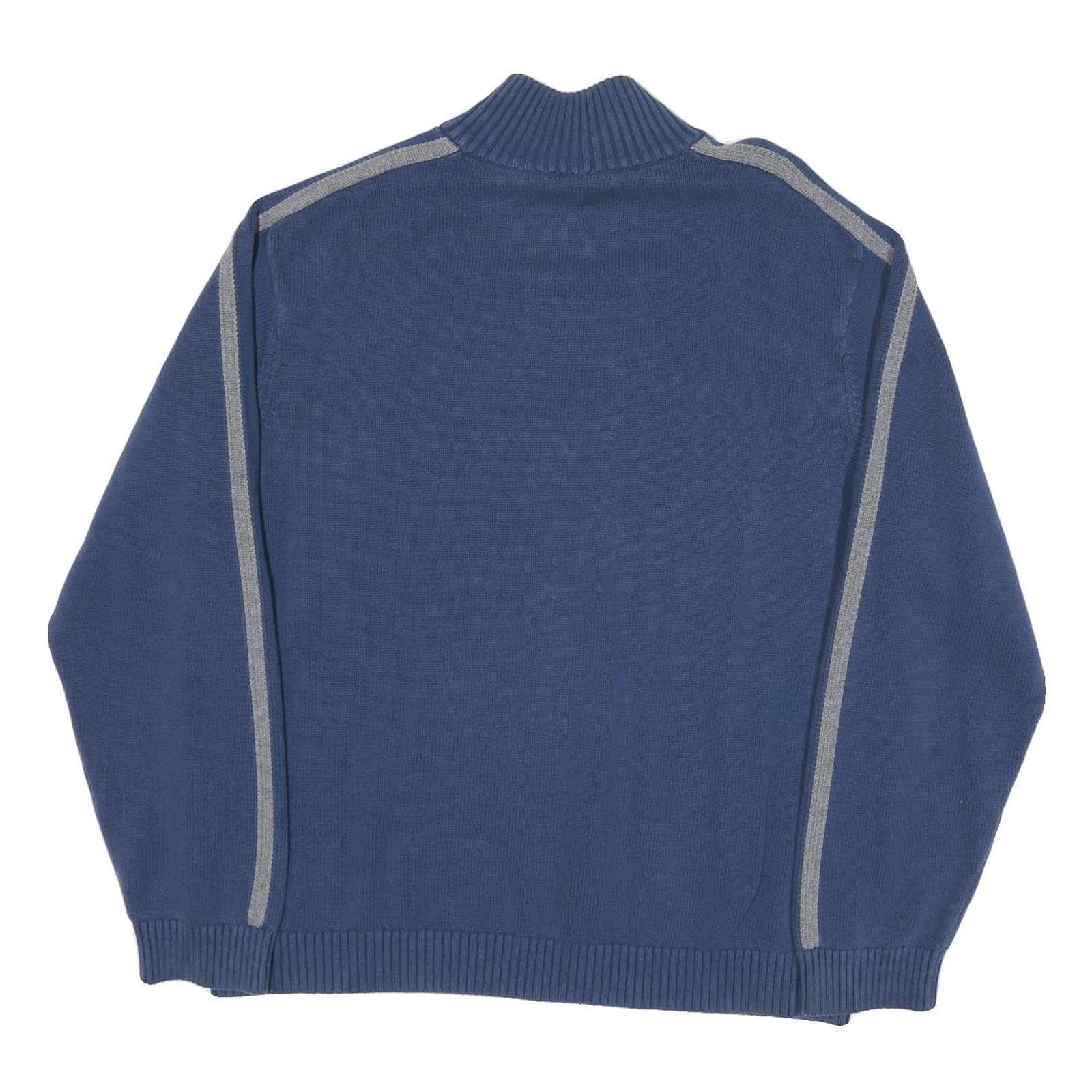 TOMMY HILFIGER Mens Blue Patterned Pullover Crew Neck Basic Knit XL Zip Jumper