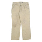 CARHARTT Mens Relaxed Beige Cotton Blend Trousers W32 L26 Workwear Zip Closure