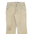 CARHARTT Mens Relaxed Beige Cotton Blend Trousers W32 L26 Workwear Zip Closure
