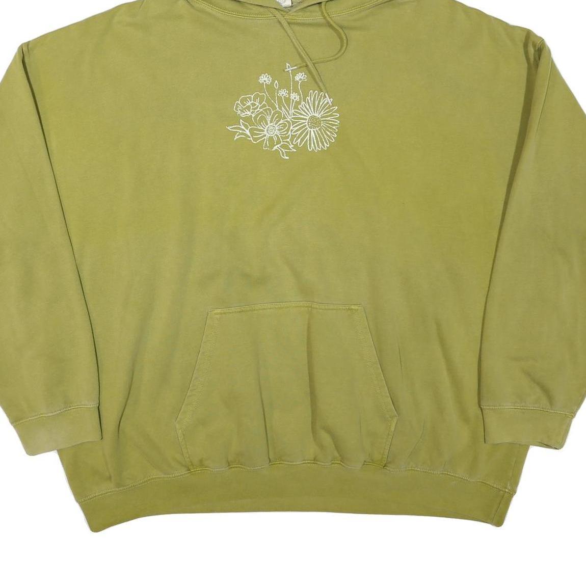 URBAN OUTFITTERS Mens Green Floral Print Pullover Hoodie 3XL Cotton Blend Casual