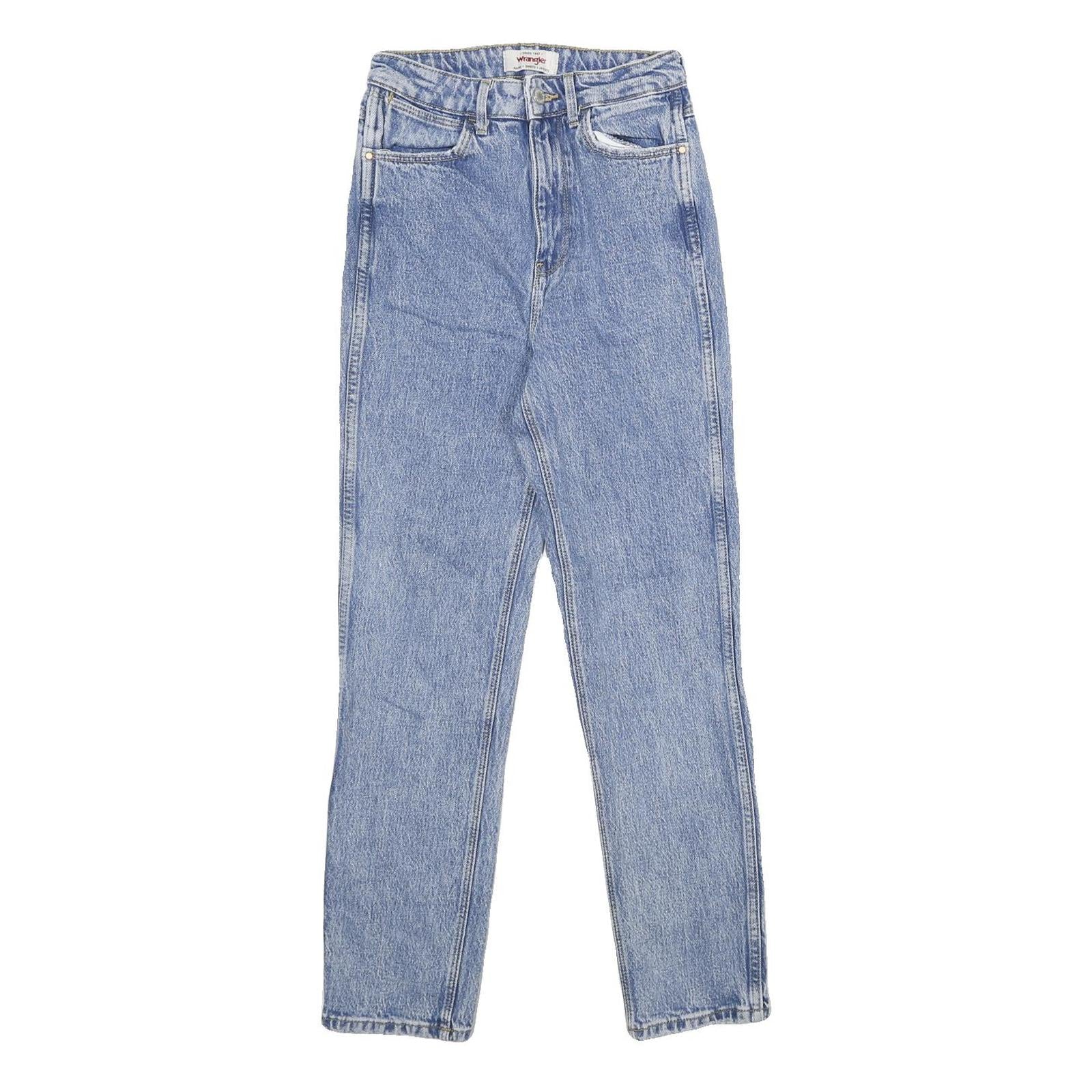WRANGLER Womens Classic Blue Denim Medium Zip Jeans W24 L26 Comfortable Casual