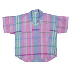 Womens Blue & Pink Checked Cotton Blend Shirt L Lightweight Casual Summer