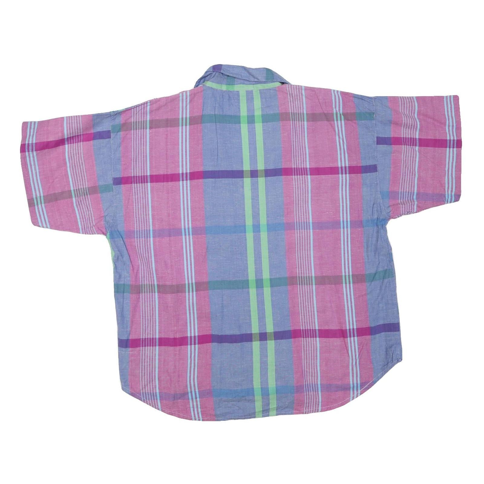 Womens Blue & Pink Checked Cotton Blend Shirt L Lightweight Casual Summer