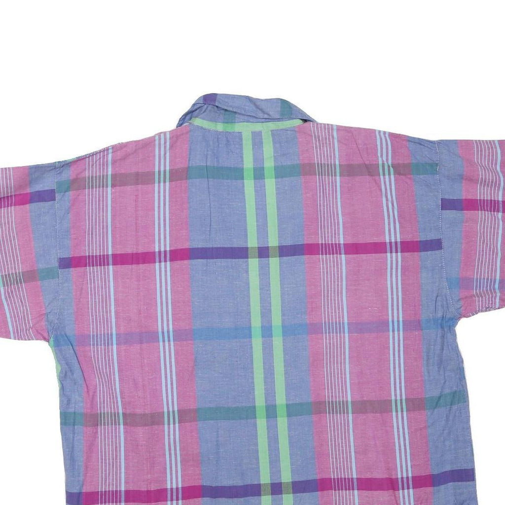 Womens Blue & Pink Checked Cotton Blend Shirt L Lightweight Casual Summer