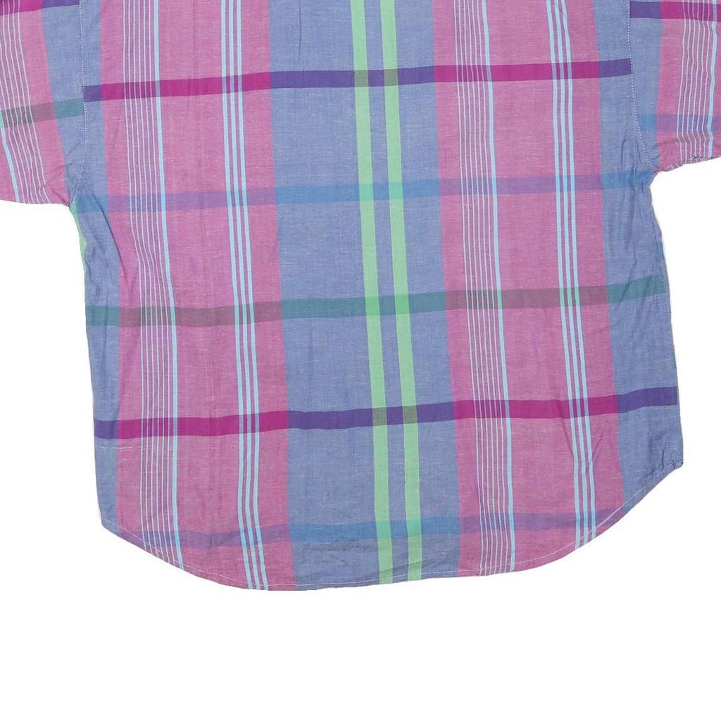 Womens Blue & Pink Checked Cotton Blend Shirt L Lightweight Casual Summer
