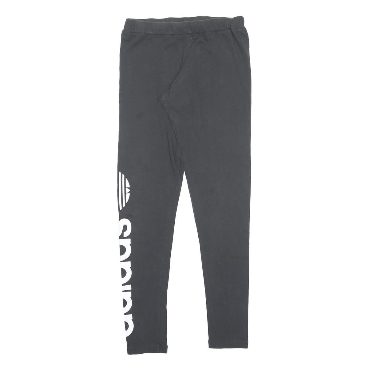 ADIDAS Womens Joggers Black Cotton Blend Slim Tapered UK 10 W26 L29 Logo Print