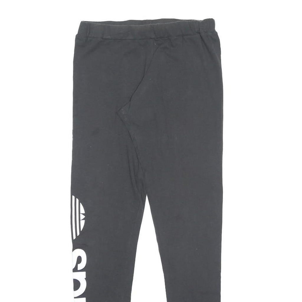 ADIDAS Womens Joggers Black Cotton Blend Slim Tapered UK 10 W26 L29 Logo Print