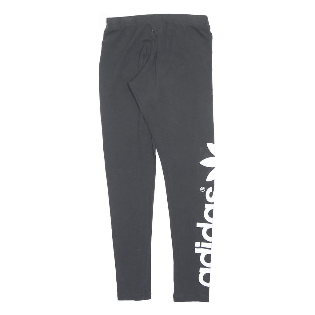 ADIDAS Womens Joggers Black Cotton Blend Slim Tapered UK 10 W26 L29 Logo Print