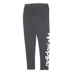 ADIDAS Womens Joggers Black Cotton Blend Slim Tapered UK 10 W26 L29 Logo Print