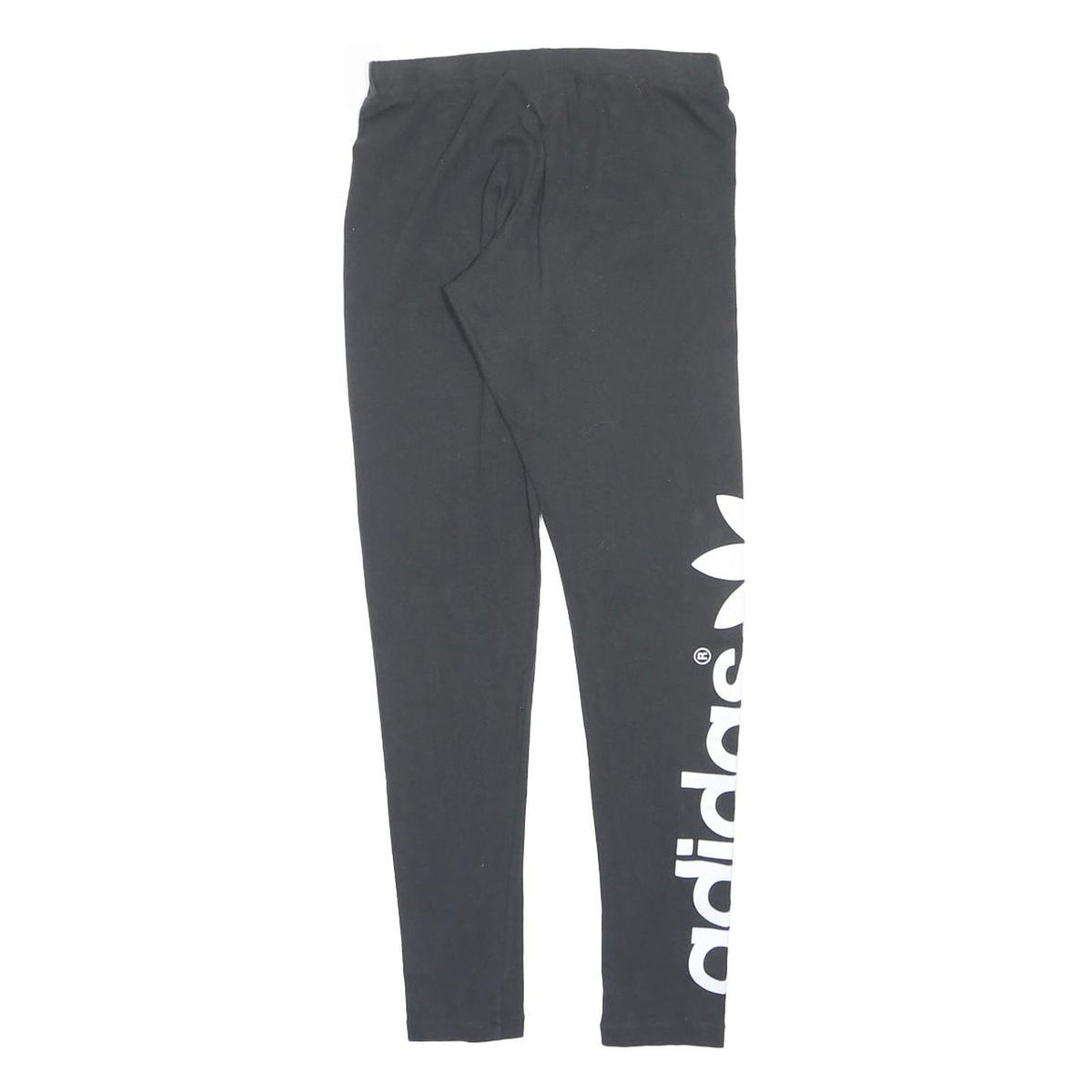 ADIDAS Womens Joggers Black Cotton Blend Slim Tapered UK 10 W26 L29 Logo Print