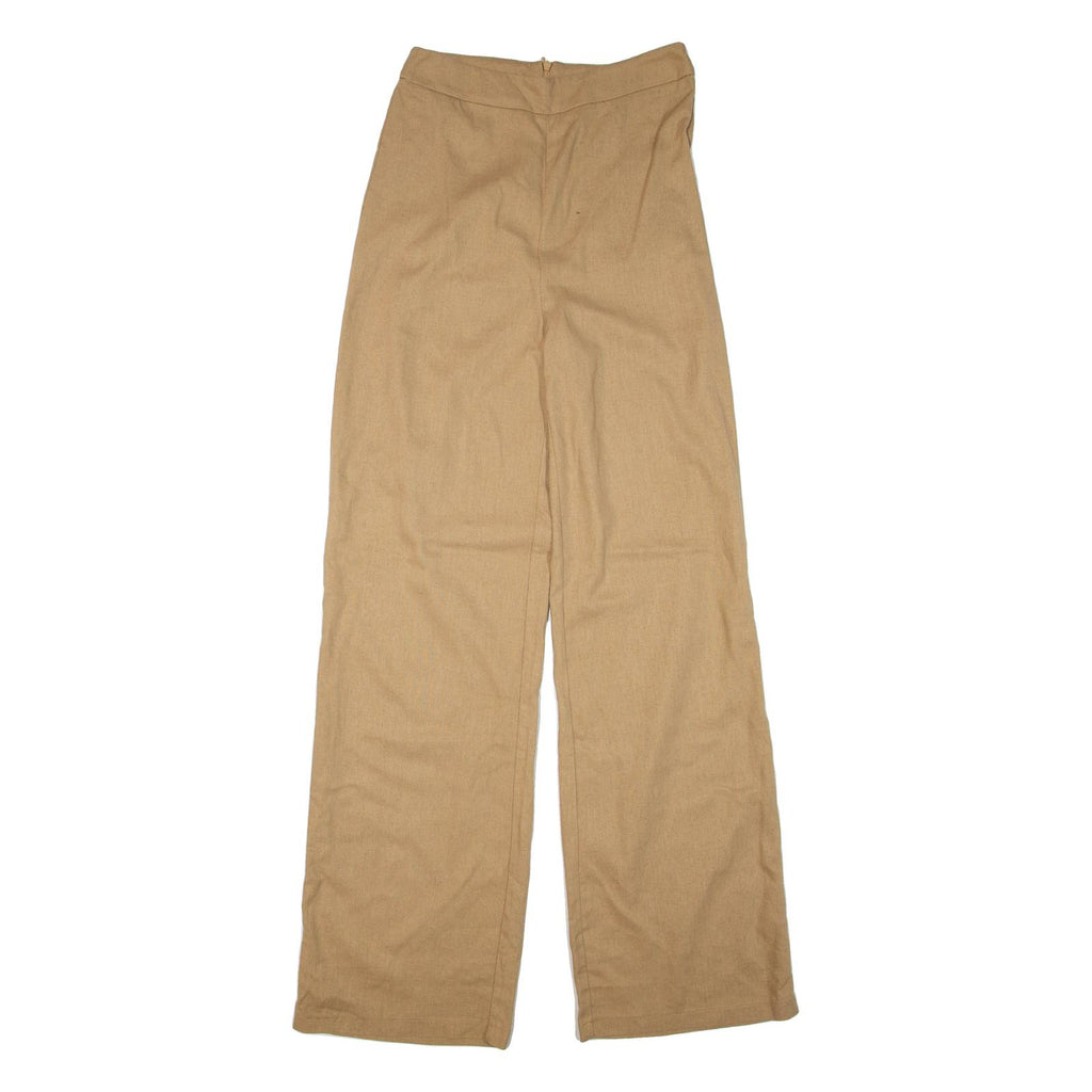 PRETTYLITTLETHING Womens Trousers Brown Regular Wide-Leg W28 L33