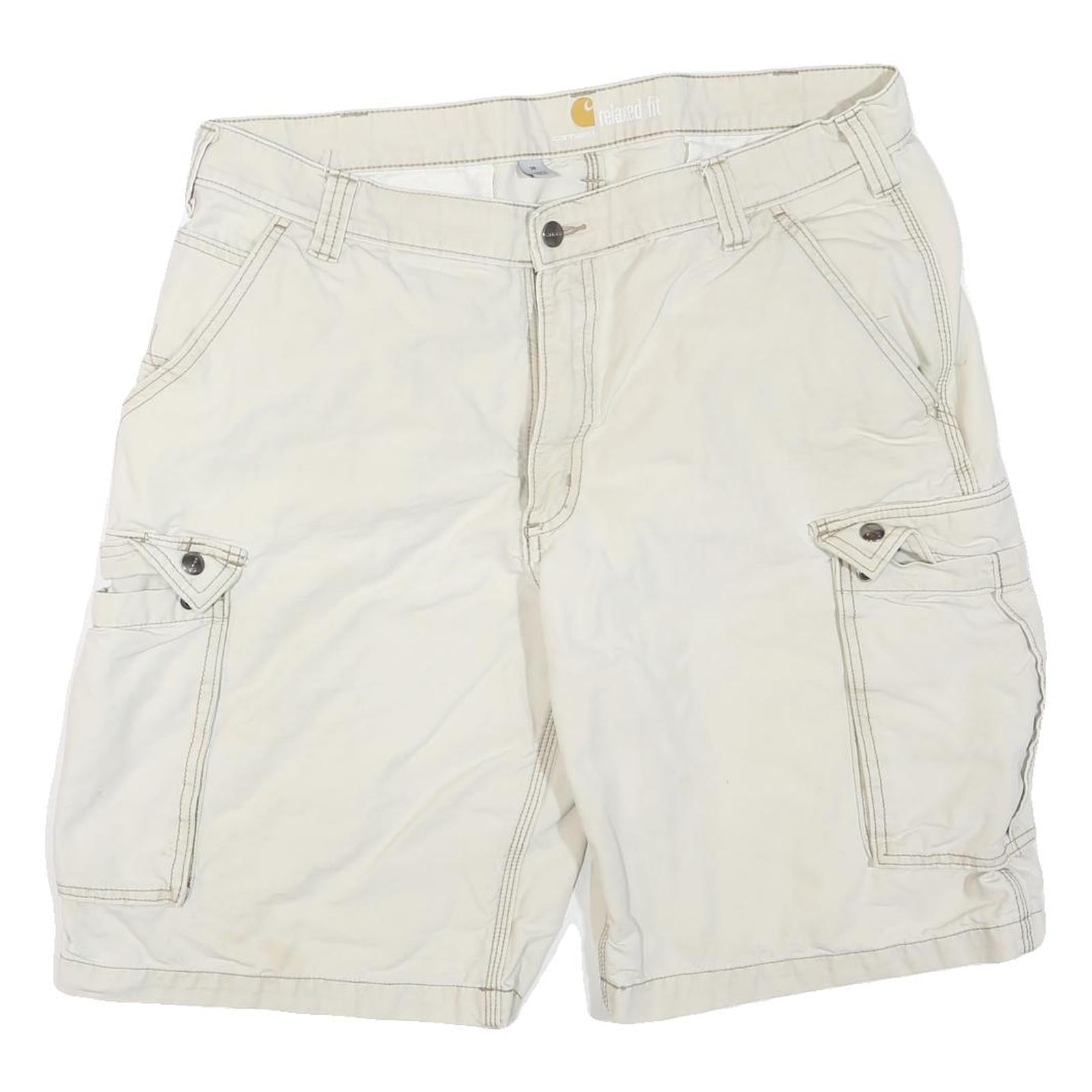 CARHARTT Mens Shorts Beige Cargo Relaxed Fit L W38 Durable Cotton Blend