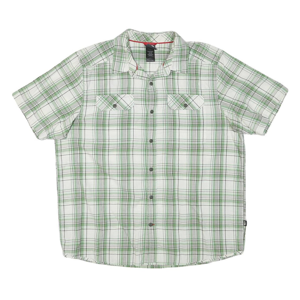THE NORTH FACE Mens White & Green Check Shirt XL Short Sleeve Casual