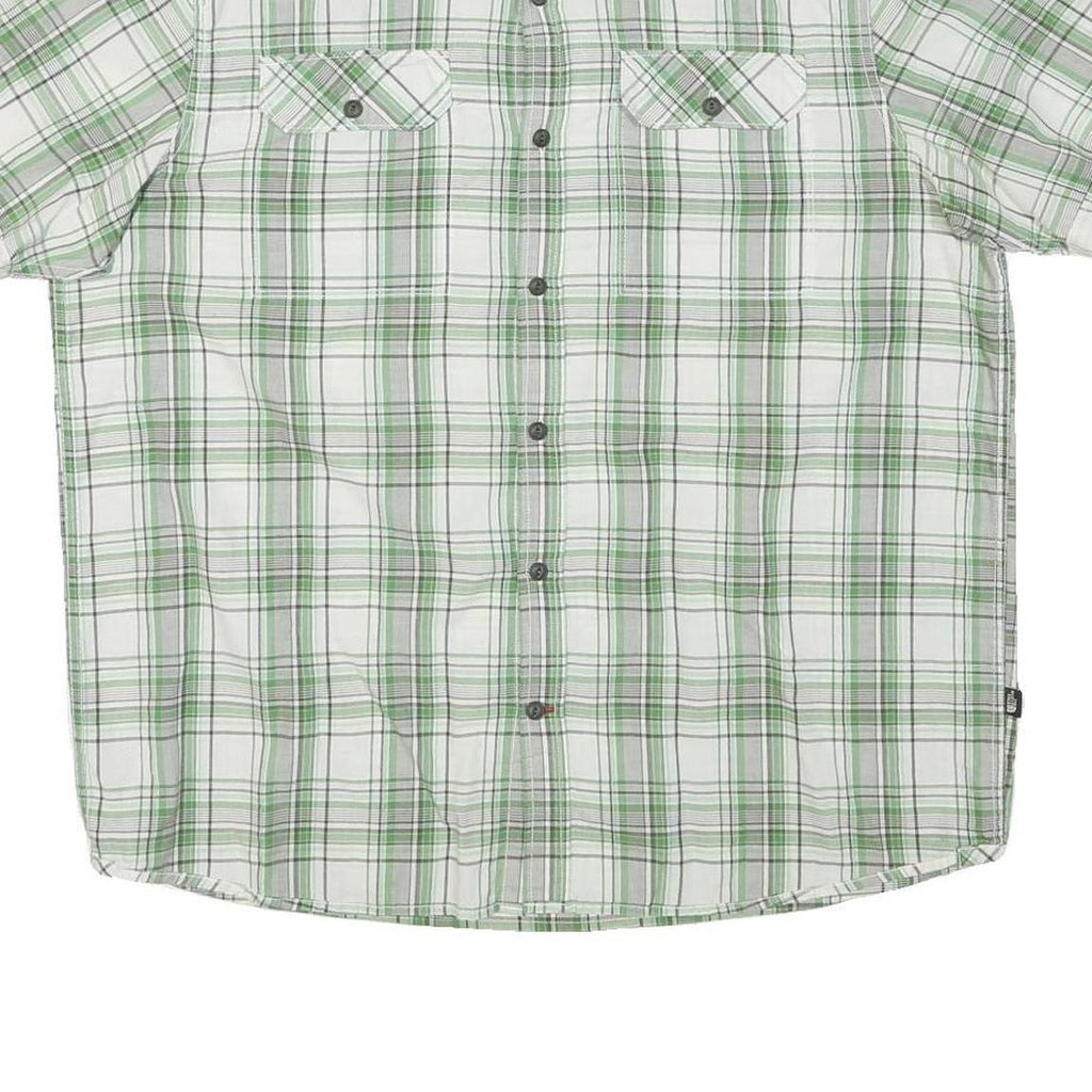 THE NORTH FACE Mens White & Green Check Shirt XL Short Sleeve Casual