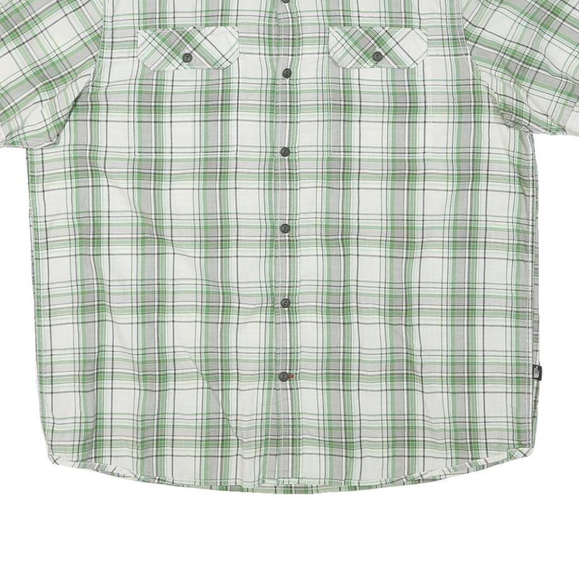 THE NORTH FACE Mens White & Green Check Shirt XL Short Sleeve Casual
