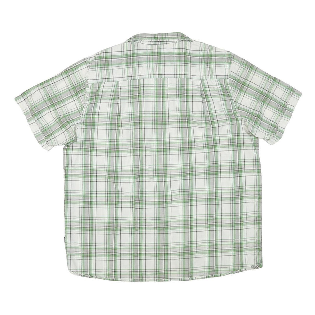 THE NORTH FACE Mens White & Green Check Shirt XL Short Sleeve Casual