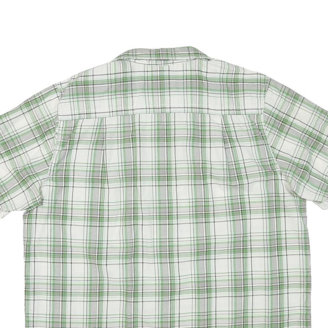 THE NORTH FACE Mens White & Green Check Shirt XL Short Sleeve Casual