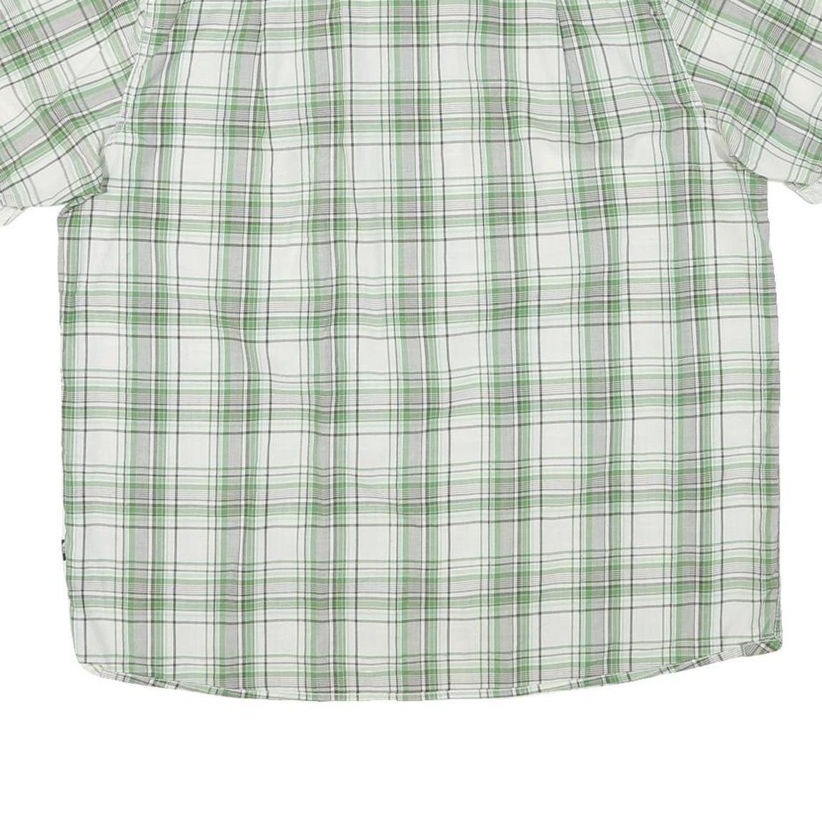 THE NORTH FACE Mens White & Green Check Shirt XL Short Sleeve Casual