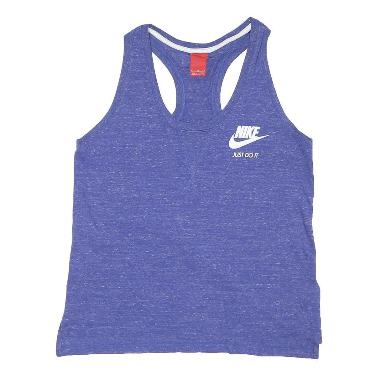 NIKE Womens Blue Racerback Vest M Cotton Blend Just Do It Logo