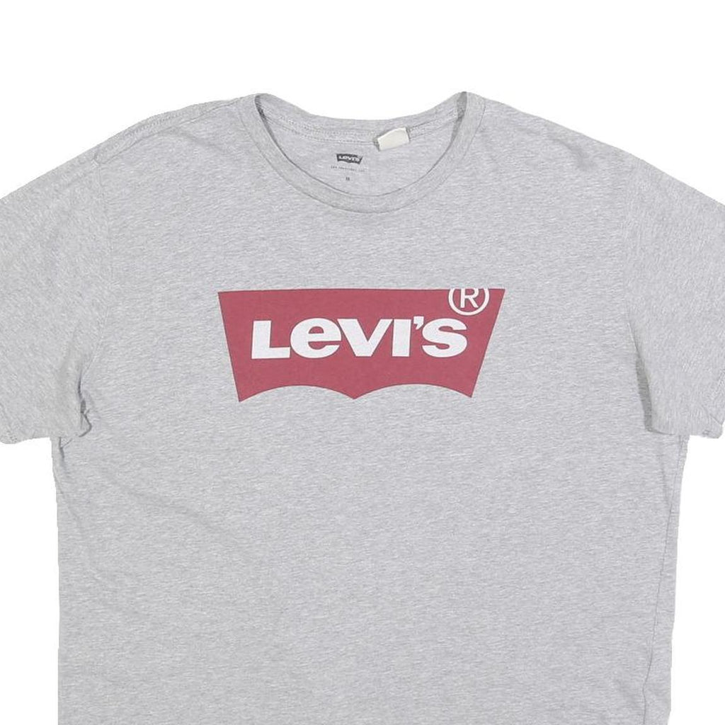 LEVI'S Mens Grey Red Graphic T-Shirt M Short Sleeve Crew Neck Cotton Casual