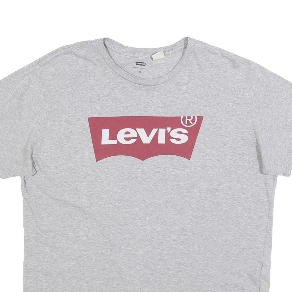 LEVI'S Mens Grey Red Graphic T-Shirt M Short Sleeve Crew Neck Cotton Casual
