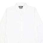 DKNY Mens White Slim Fit Cotton Shirt M Dress Formal Classic Collar