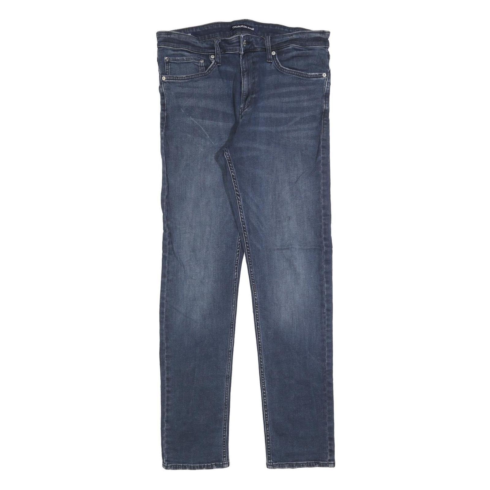 CALVIN KLEIN JEANS Mens Blue Slim Skinny Denim W33 L32 Zip Cotton Blend Stretch