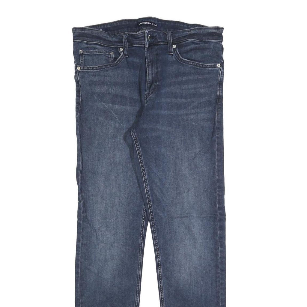 CALVIN KLEIN JEANS Mens Blue Slim Skinny Denim W33 L32 Zip Cotton Blend Stretch
