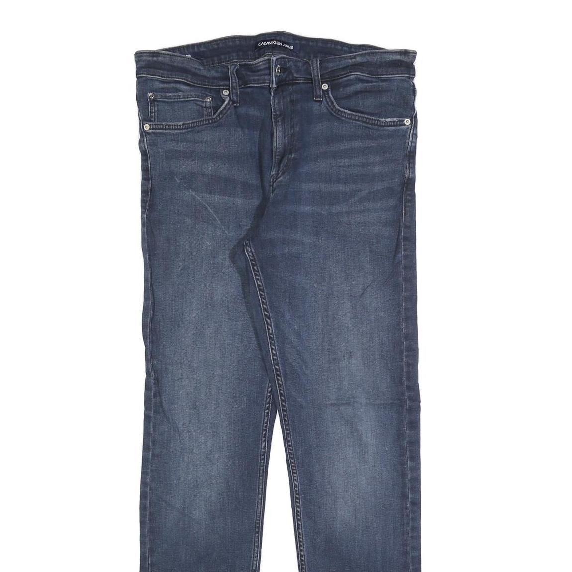 CALVIN KLEIN JEANS Mens Blue Slim Skinny Denim W33 L32 Zip Cotton Blend Stretch