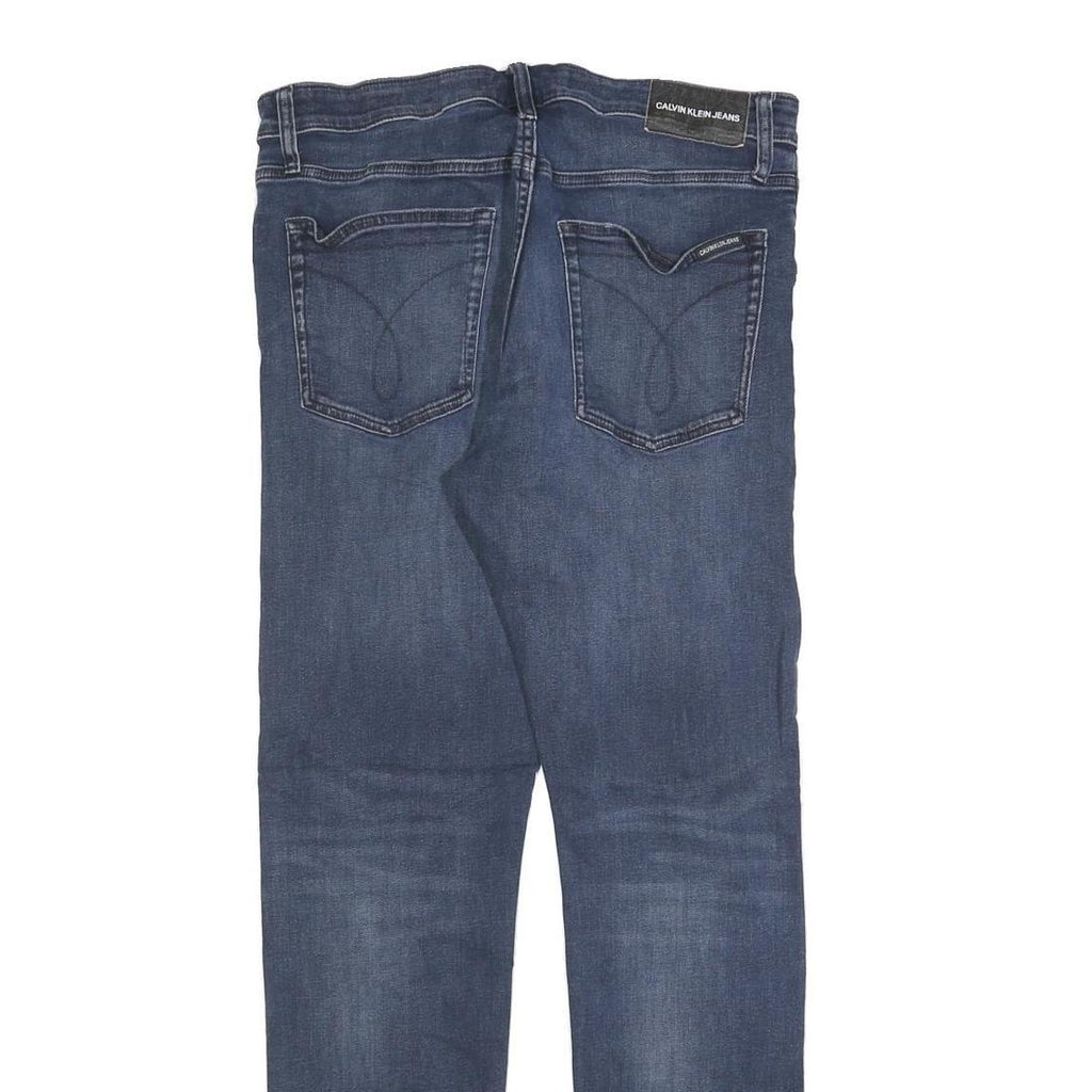 CALVIN KLEIN JEANS Mens Blue Slim Skinny Denim W33 L32 Zip Cotton Blend Stretch